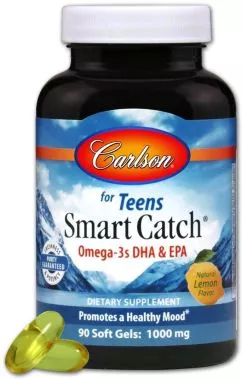 Жирные кислоты Carlson Labs Smart Catch Омега-3 для подростков 90 желатиновых капсул (088395016110)