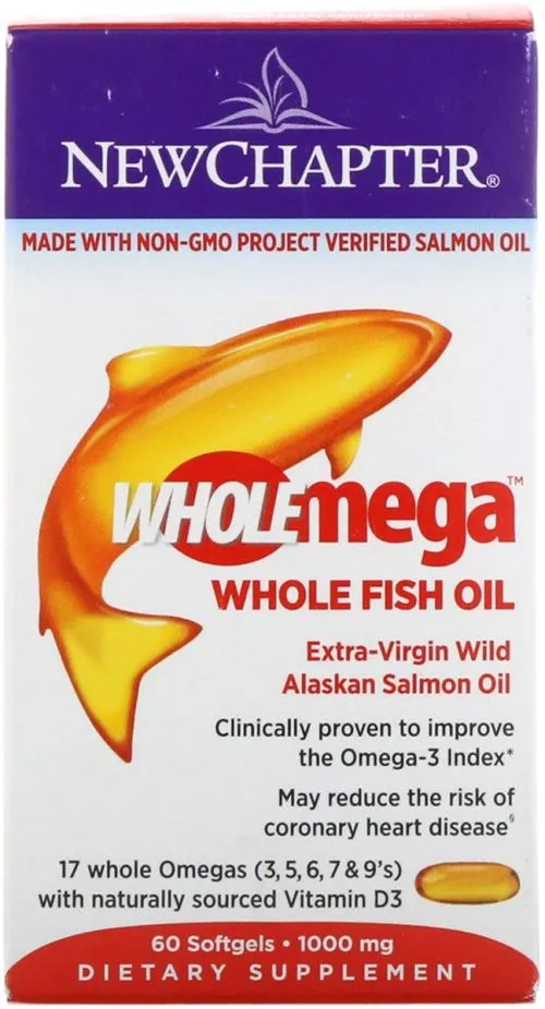 Жирні кислоти New Chapter Wholemega омега з риб'ячого жиру 1000 мг 60 желатинових капсул (727783050021) - фото №3