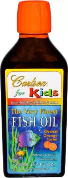 Жирні кислоти Carlson Labs Риб'ячий жир для дітей зі смаком апельсина The Very Finest Fish Oil for Kids 200 мл (88395016530)