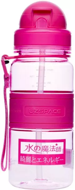 Пляшка для води Uzspace Magic Ion  з трубочкою 350 мл Рожева (6955482370261)
