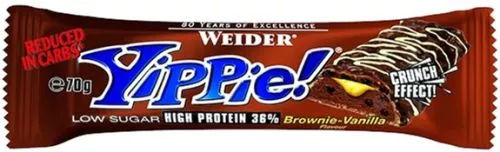 Протеїновий батончик Weider Yippie! 70 г Brownie-Vanilla 12 шт. (4044782907115) - фото №2