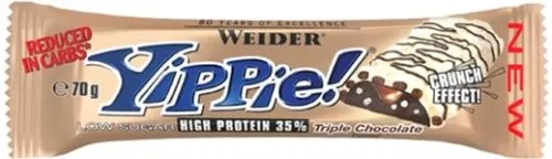 Протеиновый батончик Weider Yippie! 70 г Triple Chocolate 12 шт. (4044782905678) - фото №2
