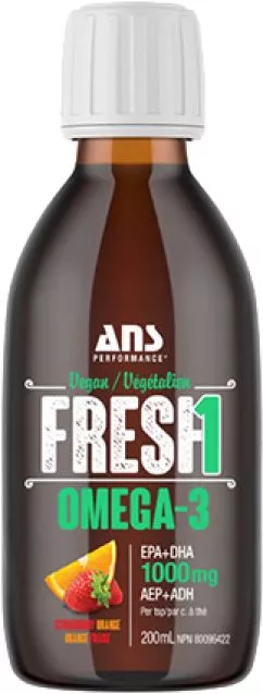 Жирные кислоты ANS Performance Fresh Веганская Омега-3 200 мл со вкусом клубника-апельсин (659153876231)