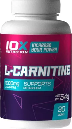 Жироспалювач 10X Nutrition L-Carnitine 30 таблеток (525272730764)