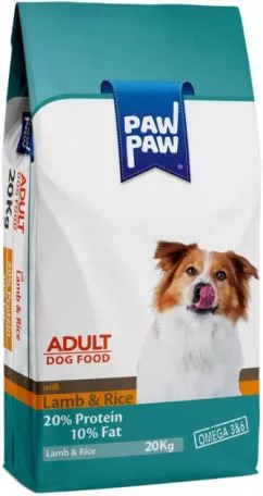 Сухий корм для дорослих собак Hermos Pawpaw Преміум з Ягням та Рисом 20 кг (8681692100326)