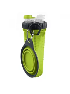 Пляшка подвійна для води Dexas зі складною мискою зелений 720 мл (dx30723)