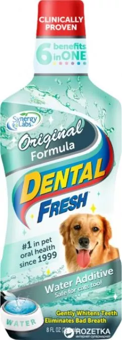 Рідина SynergyLabs Dental Fresh від зубного нальоту і запаху з пащі для собак і кішок 237 мл (736990004222)