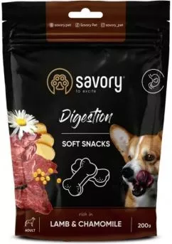 Savory Digestion Soft Snacks Lamb & Chamomile М'які ласощі з ягнятком та ромашкою для собак 200 г
