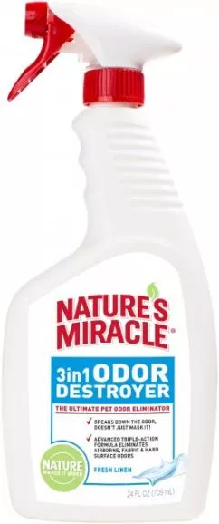 8in1 Nature's Miracle Устранитель запахов 3в1 с ароматом свежего белья 710 мл