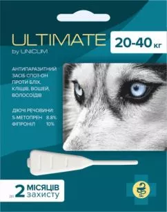 Unicum Ultimate Краплі для собак від бліх, кліщів, вошей та волосоїдів 20-40 кг 3,2 мл