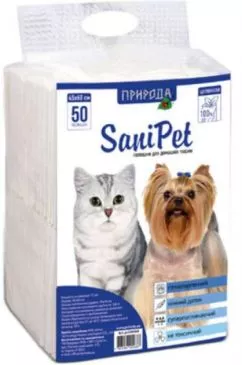 ТМ "Природа" Sani Pet - Абсорбуючі пелюшки для собак і котів 60х45 см / 50 шт (4823082402687)