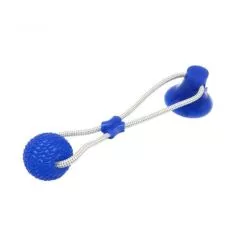 Канат на присосці з м'ячем Синя Інтерактивна іграшка для собак та котів