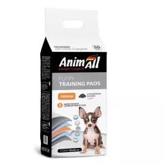 Пелюшки для собак та цуценят AnimAll з активованим вугіллям 60 х 60 см, 50 шт. (нетканий матеріал) (147965)