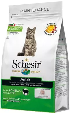 Сухой монопротеиновый корм для взрослых кошек Schesir Cat Adult Lamb с ягненком 400 г (8005852760043)