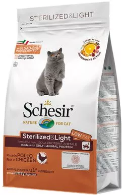 Schesir Cat Sterilized & Light с курицей 400 г монопротеиновый сухой корм для котов