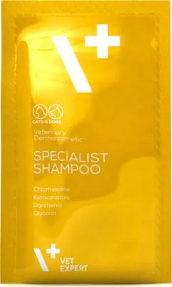 Антибактериальный противогрибковый шампунь VetExpert Specialist Shampoo для кошек и собак саше 20х15мл (5902414201224)