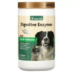 Пищеварительные ферменты NaturVet, в порошке с пребиотиками и пробиотиками, для собак и кошек, 454 г (VET-03662)