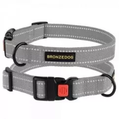 Нашийник світловідбивний брезентовий для собак Bronzedog Dog Collar Cotton 2,5х43-66 см (2007033031511)