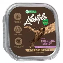 Вологий корм з куркою та індичкою для дорослих довгошерстих кішок Nature's Protection Lifestyle Long Hair Chicken&Turkey 85 г (4771317457172)