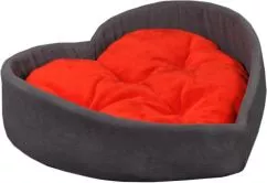 Лежак для собак і котів Мур-мяу Валентинка 52х63х19 см сіро-червоний (4823129224933)