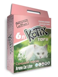 Наполнитель для кошачьего туалета Kotix Тофу Honey Peach Соевый комковочный 2.55 кг (6 л) (6972345440046)