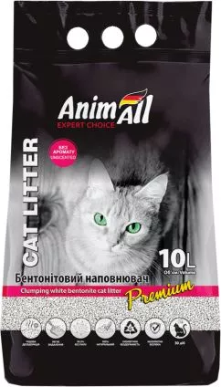 Наповнювач для котячого туалету AnimAll Бентонітовий грудкувальний 8.6 кг (10 л) Білий (4820224500607)