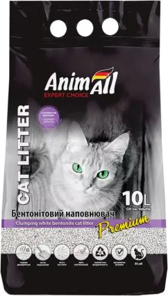 Наполнитель для кошачьего туалета AnimAll Бентонитовый комкующийся с ароматом лаванды 8.6 кг (10 л) Белый (4820224500577)