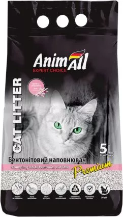 Наполнитель для кошачьего туалета AnimAll Бентонитовый комкующийся с ароматом детской пудры 4.2 кг (5 л) Белый (4820224500584)