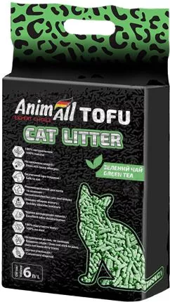 Наповнювач для котячого туалету AnimAll Тофу з ароматом зеленого чаю Соєвий грудкувальний 2.6 кг (6 л) (2000981103897/4820224500355)