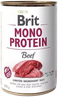 Вологий корм для собак Brit Mono Protein з яловичиною 400 г (8595602529766)