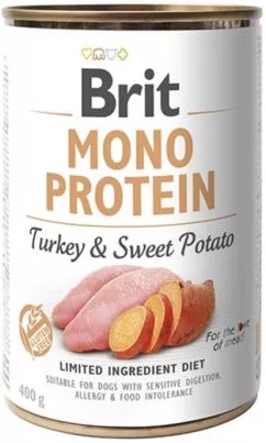 Вологий корм для собак Brit Mono Protein з індичкою та бататом 400 г (8595602529759)