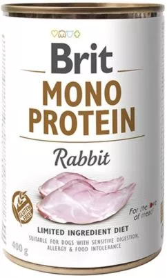 Вологий корм для собак Brit Mono Protein із кроликом 400 г (8595602529797)