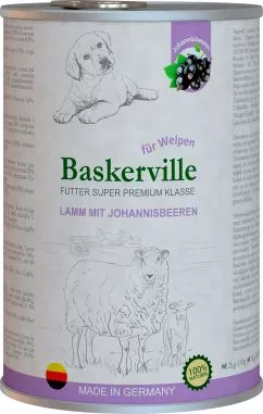 Вологий корм для собак Baskerville Super Premium Lamm Mit Johannisbeeren ягня і смородина 800 г (4250231541902)