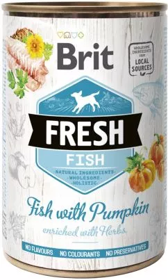 Вологий корм для собак Brit Fresh з рибою та гарбузом 400 г (8595602533923)