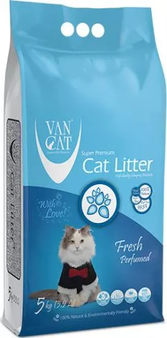 Наповнювач для котячого туалету Van Cat Super Premium Quality Fresh Бентонітовий грудкувальний 5 кг (6 л) (8699245857351/8699245856323)
