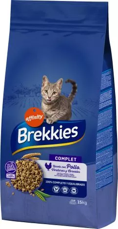 Brekkies Cat Complet з куркою, тунцем та овочами 15 кг сухий корм для котів