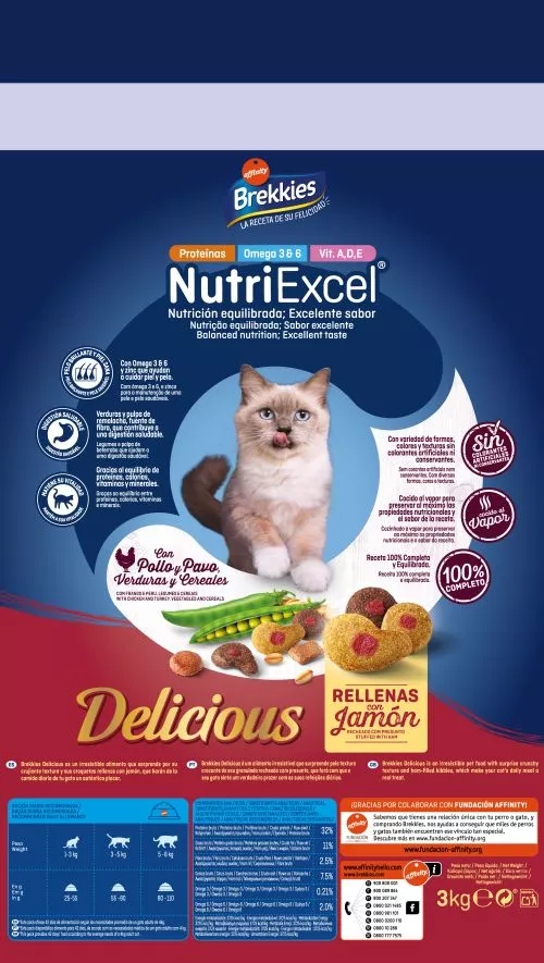 Сухий корм для котів і кішок Brekkies Cat Delice Meat для дорослих котів з куркою 3 кг (8410650221328) - фото №4