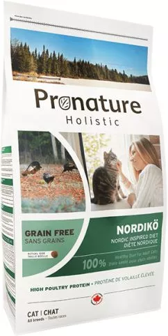 Сухой беззерновой холистик корм для кошек Pronature Holistic Nordikо индейка с ягодами 2 кг (65672653022)