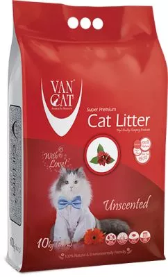 Наполнитель для кошачьего туалета Van Cat Super Premium Unscented Классик Бентонитовый комковочный 10 кг (8699245857818)