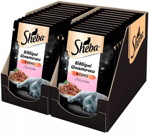 Упаковка вологого корма для кошек Sheba з лососем в соусі 85 г 24 шт (4770608258832) - фото №2