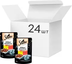 Упаковка вологого корма для кошек Sheba з курк.ялович в соусі 85 г 24 шт (4770608258887)