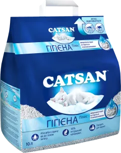 Наповнювач туалетів для кішок Catsan Hygiene plus 5.1 кг 10 л (4008429694608)