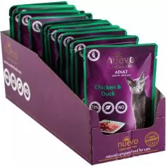 Упаковка влажного корма для кошек Nuevo Adult с курицей и уткой 85 г х 16 шт (4250231599026)