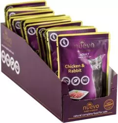 Упаковка влажного корма для кошек Nuevo Adult с курицей и кроликом 85 г х 16 шт (4250231599002)