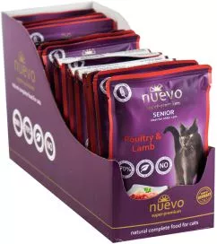 Упаковка вологого корму для кішок Nuevo Senior з птицею, бараниною та рисом 85 г х 16 шт (4250231598951)
