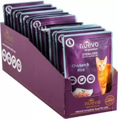 Упаковка вологого корму для кішок Nuevo Sterilised з куркою та рисом 85 г х 16 шт (4250231598975)