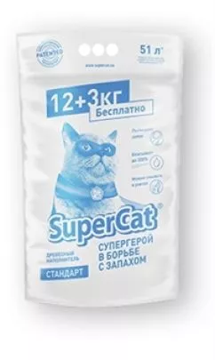 Дерев'яний наповнювач для котів Super Cat 15 кг (SprCt5643990)