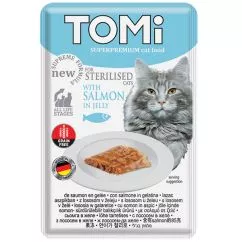 Влажный корм с лососем в желе для кастрированных и стерилизованных кошек TOMi Sterilised Salmon 85 г