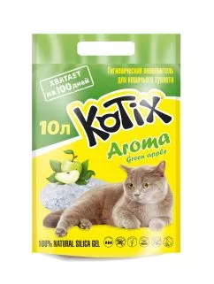 Наполнитель туалетов для кошек Kotix Aroma Green Apple (10 л) 3,5 кг