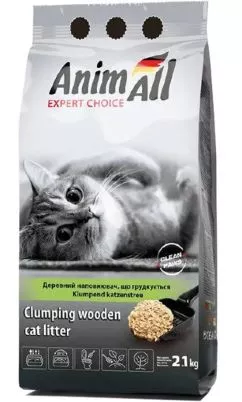 Наполнитель для кошачьего туалета AnimAll Древесный комкующийся 2.1 кг (5 л) (4820224 500430)